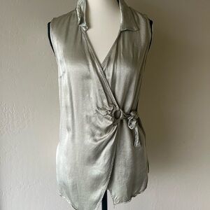 Anthropologie light green Wrap Blouse